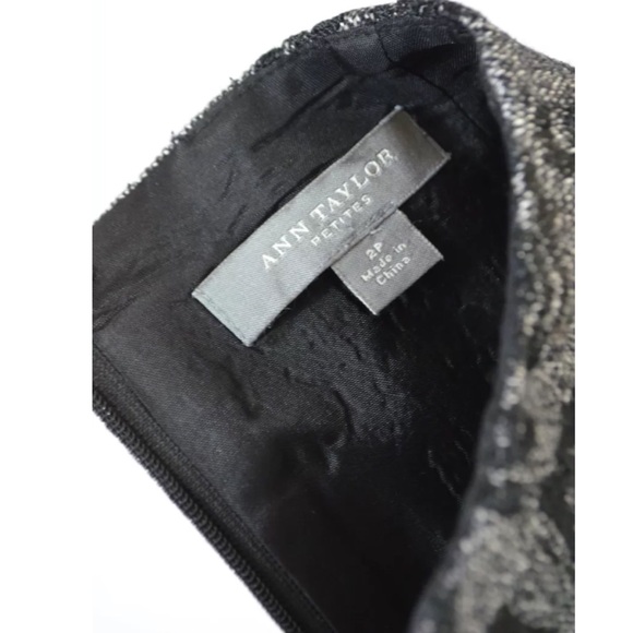 Ann Taylor black tweed pencil SKIRT Petite floral - Picture 7 of 7